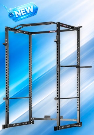 Силовая стойка HMS KLT3111 черная с грифом для подтягиваний и дипами для дома || Rama de forță HMS KLT3111 neagră cu bară tracțiuni și suport dipuri pentru acasă