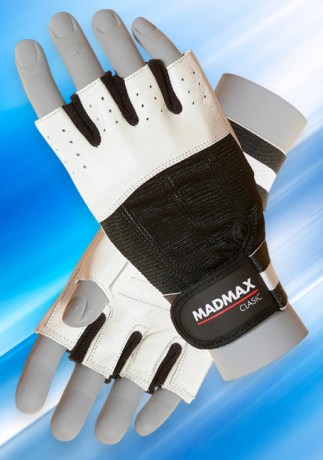 Белые кожаные перчатки MADMAX Clasic White для силовых тренировок || Mănuși albe din piele MADMAX Clasic White pentru antrenamente de forță
