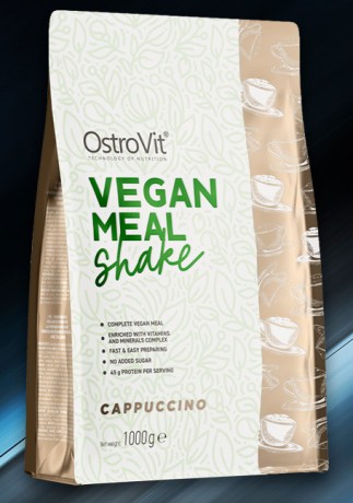 Веганская смесь OstroVit Vegan Meal Shake 1000 г со вкусом капучино || Amestec vegan OstroVit Vegan Meal Shake 1000 g cu aromă de cappuccino