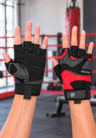 Кожаные тренировочные перчатки Scitec Nutrition RED Style || Mănuși de antrenament din piele Scitec Nutrition RED Style